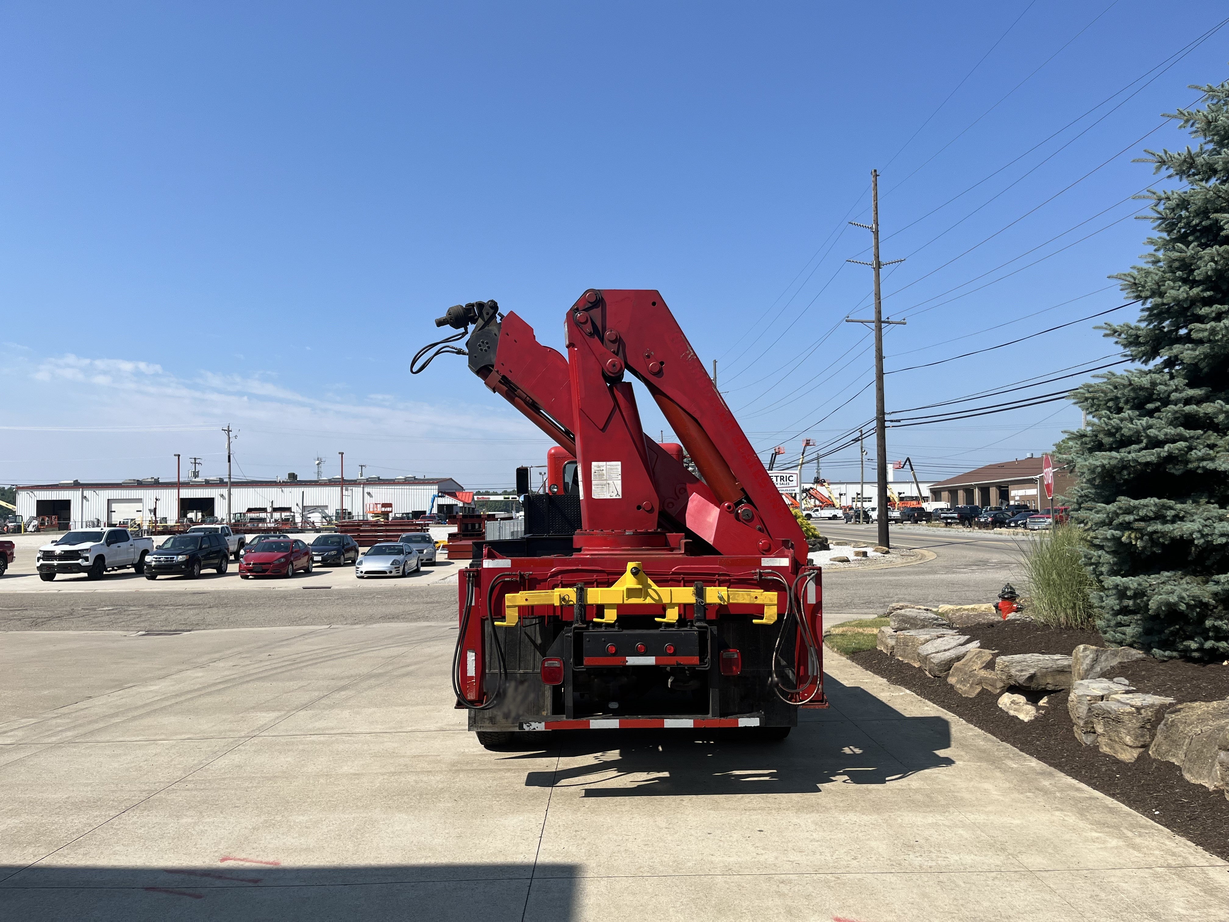 Used 1997 Peterbilt 385 Open Body Flatbed Test Truck with Crane