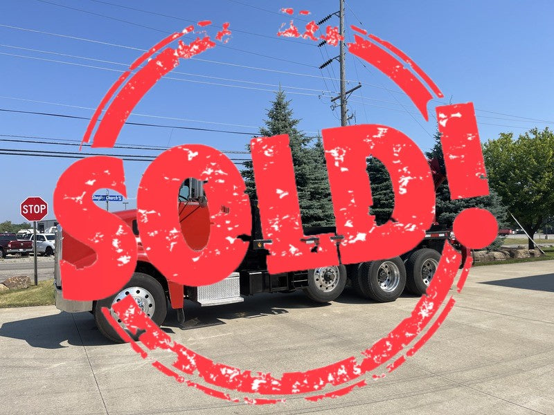 Used 1997 Peterbilt 385 Open Body Flatbed Test Truck with Crane