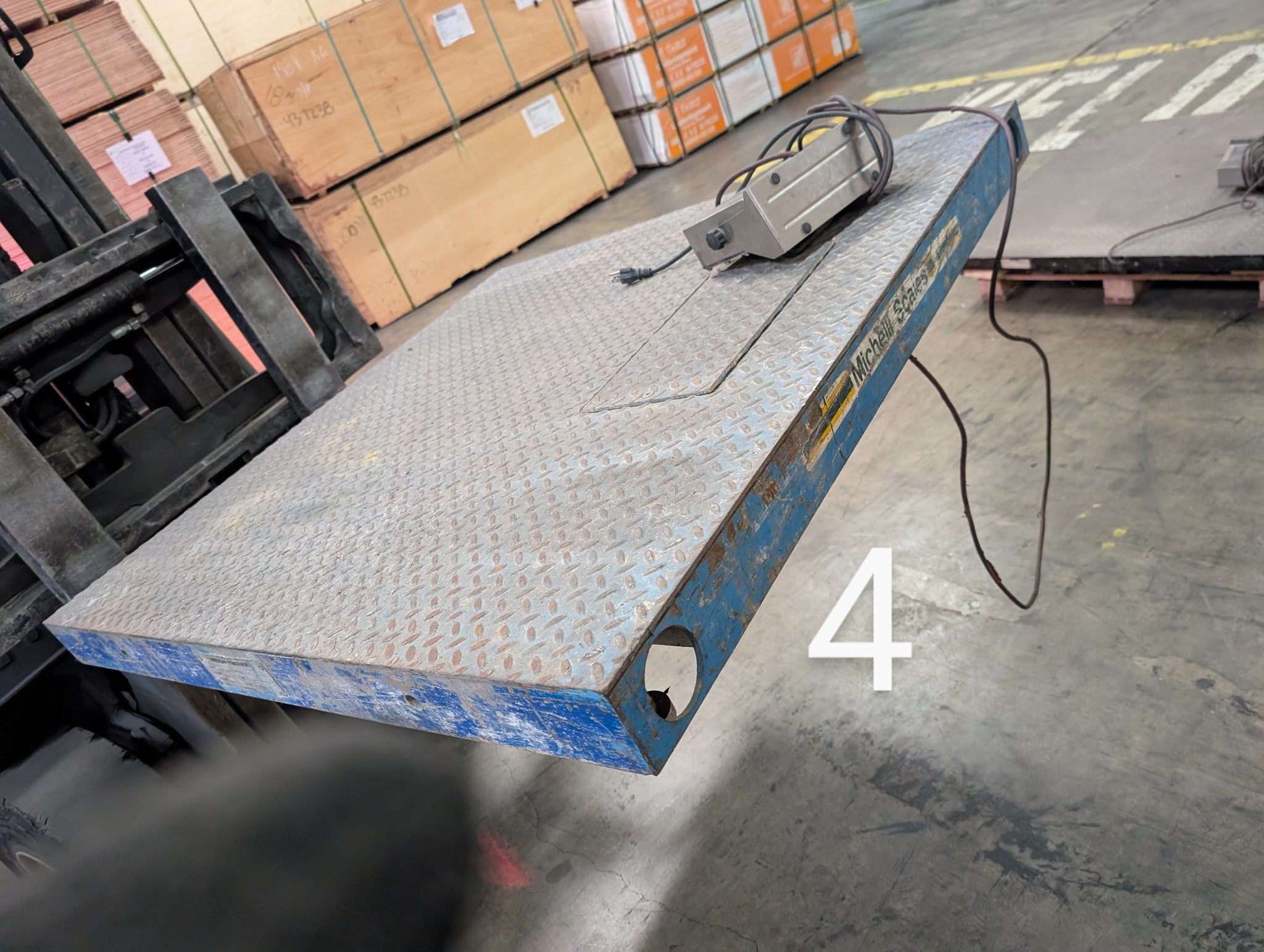 Lot of Seven (7) Used Name Brand 4 x 4 Floor Scales, 10k capacity each