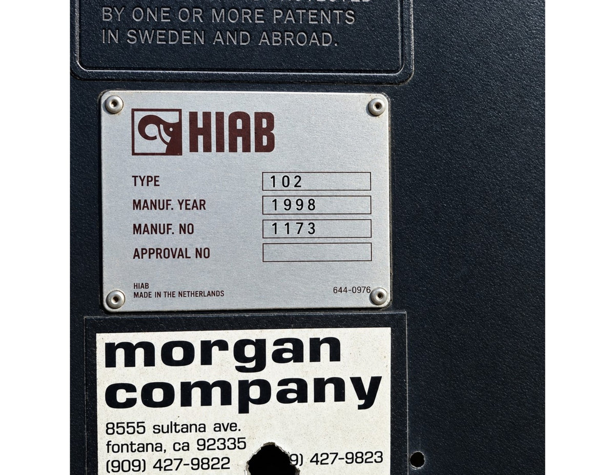 Morgan crane data plate