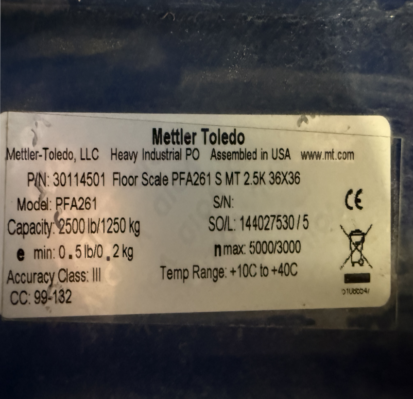 (2) Used Mettler Toledo PFA261 36x36 Floor Scales w. IND570 Scale Indicators - WA