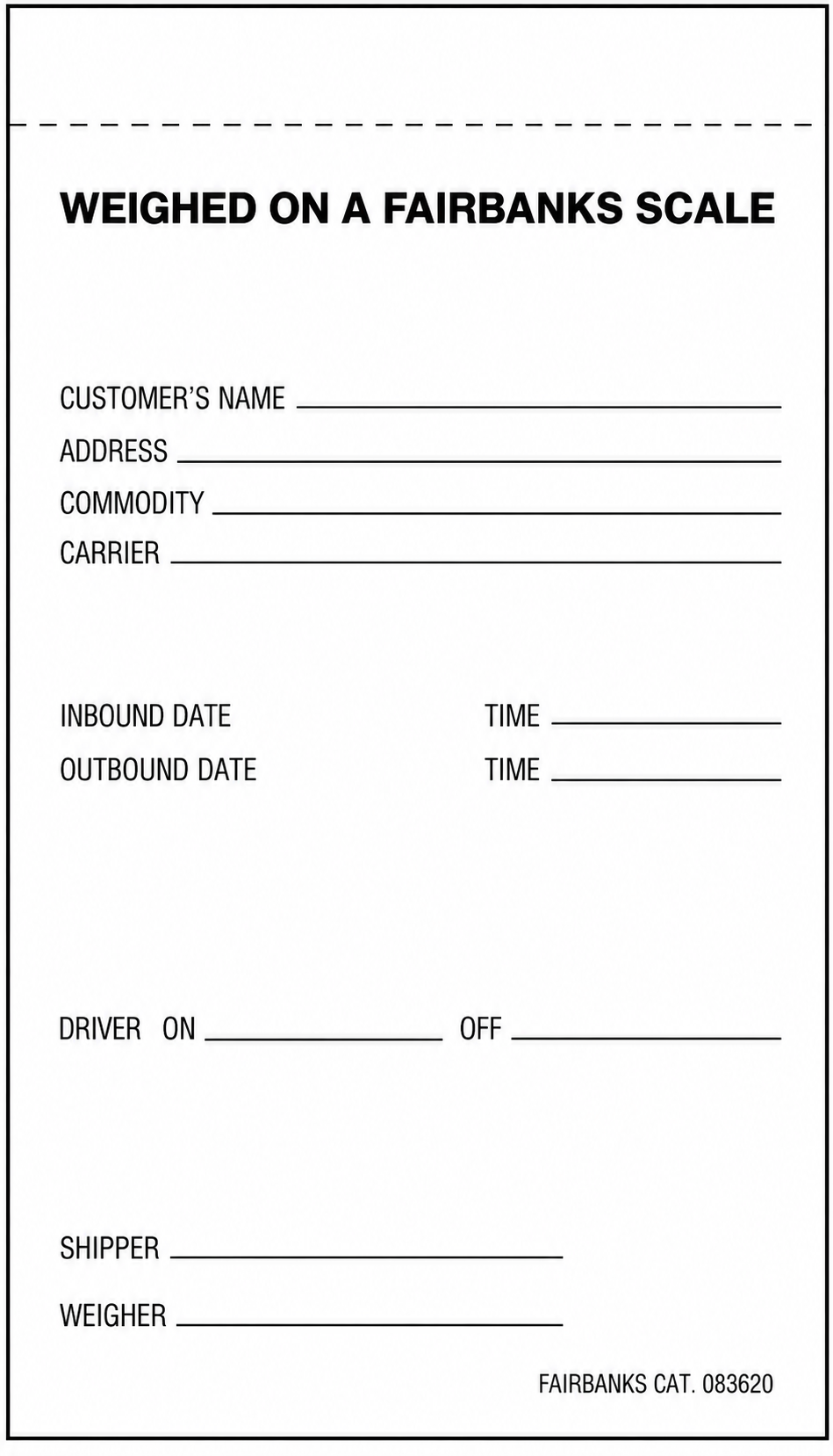 Fairbanks 4-Part Scale Tickets – 083620