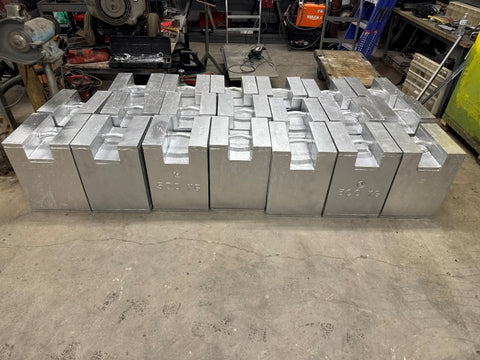 Lot of Twenty (20) Used 500 kg Block Style Test Weights