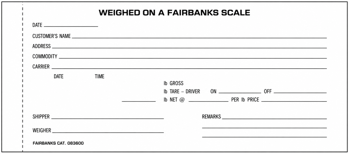 Fairbanks 4-Part Scale Tickets – 083600