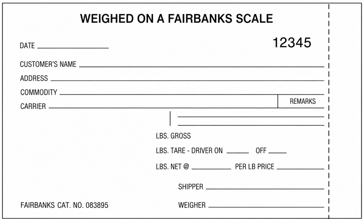 Fairbanks 3-Part Scale Tickets – 083899