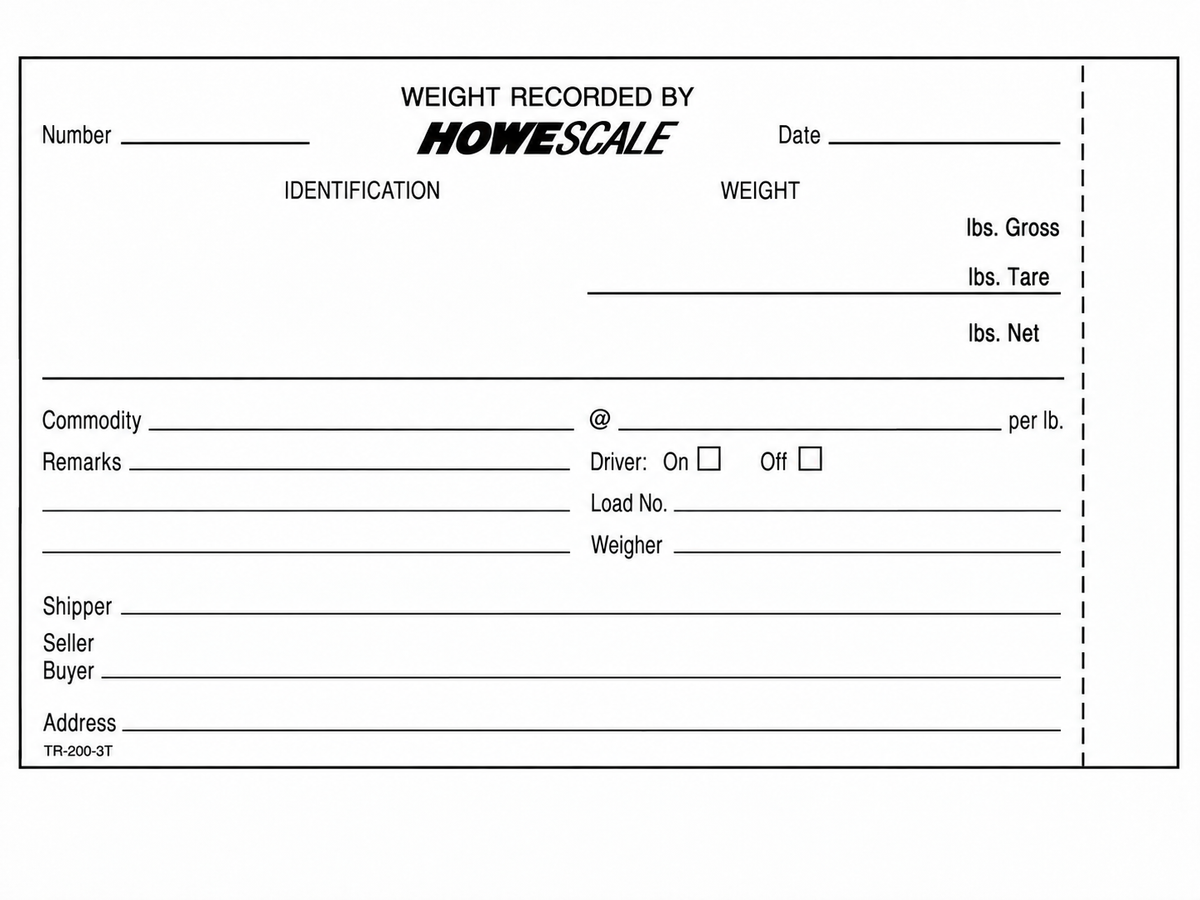 Howe 2-Part Scale Tickets – TR-200-2TM
