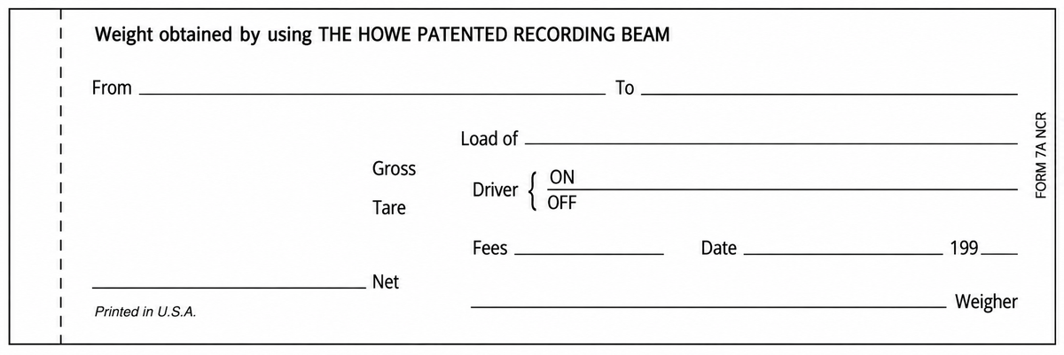 Howe 3-Part Scale Tickets – 7A NCR