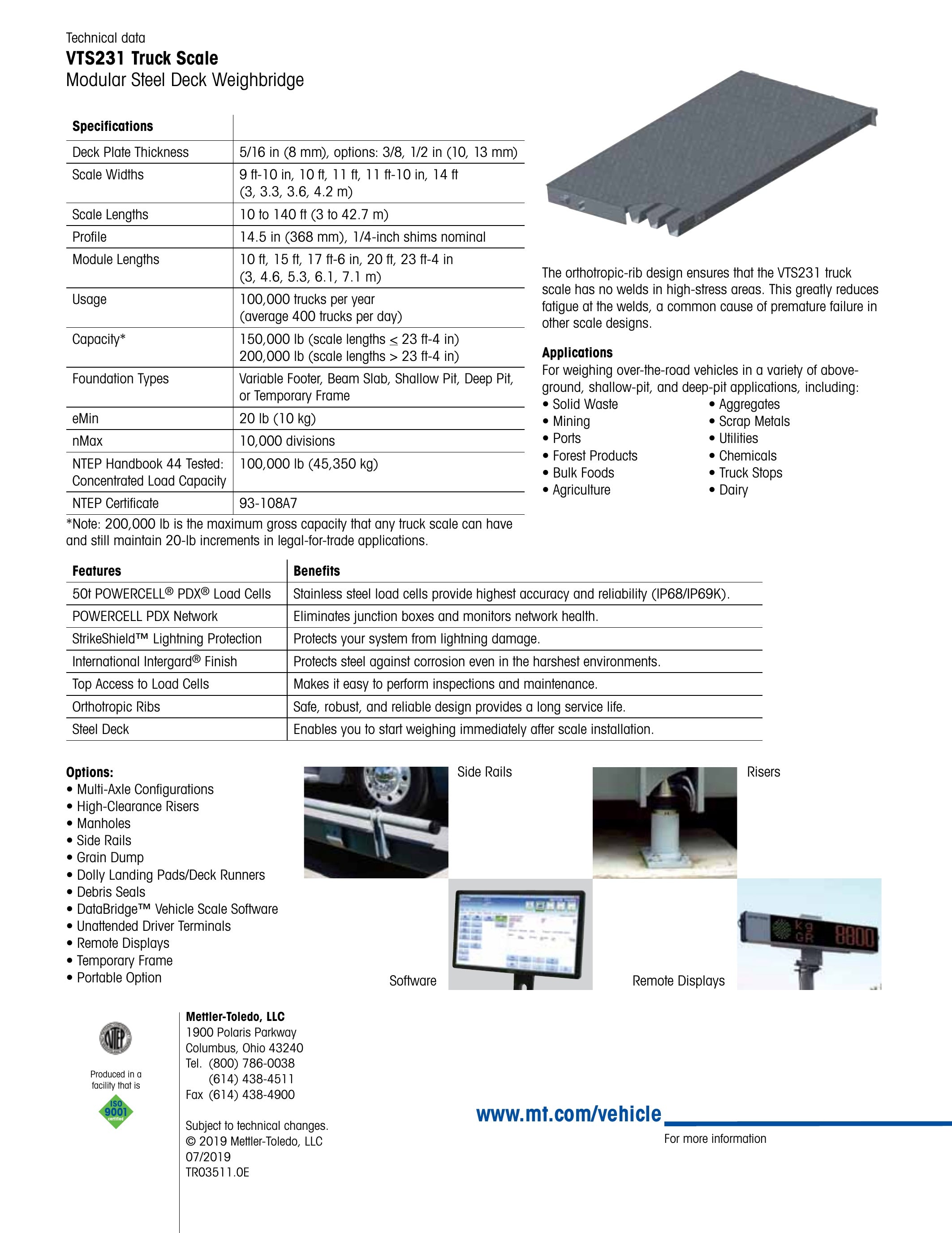 Used 2016 Mettler Toledo VTS231 70' x 11' Steel Deck Truck Scale for Sale in Wisconsin